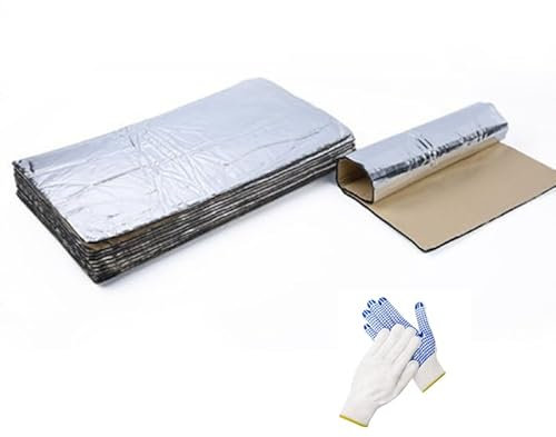 CiCixixi 20 Pezzi Tappetini Isolanti per Auto, 250 x 180mm Tappetino Fonoassorbente per Auto Pannello Isolante in Alluminio Butilico Tappetino Isolante per Isolamento Acustico Impermeabile Ignifugo