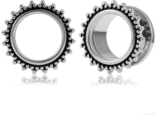 DOEARKO Örontunnel 1 par dubbel utsvängda vintage öron flesh tunnel rostfritt stål öronplugg expander öronpiercing sträckt smycke för kvinnor och män 6–16 mm, 8mm, Metall