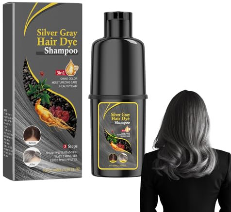 Haarfärbe-Shampoo mit Grau-Silber Tönung, Hair Dye Shampoo, Feuchtigkeitsspendende Pflegekomponenten, Schonende Formel für langanhaltende Farbintensität, Speziell für Graue & Weiße Haare Entwickelt