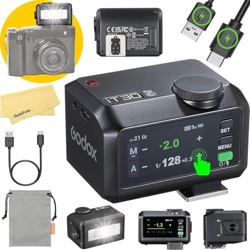 Godox iT30 Pro C Flash per Canon Fotocamera Speedlite Speedlight Light, 2.4G TTL 1/8000 HSS, 560 Scatti a Piena Potenza,GN15,Tempo di Riciclo di 1,5s, Batteria Agli Ioni di Litio da 7,4V/900mAh,Slitta