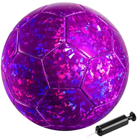 Vastoy Glitter Size 2/3 Football for Kids Ages 3-8, Outdoor Garden Toy | First Football for Children with Pump Backyard Grass Game Birthday Gift for Energetic Boys & Girls