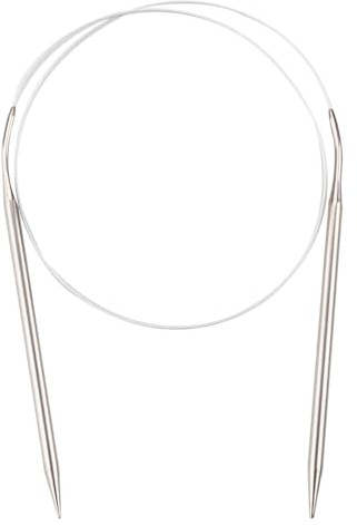 Hopzab 5.5 mm Circular Knitting Needles 80 cm, Stainless Steel Round Knitting Pins with Flexible Cable, Long Fixed Metal Knit Needles for Weaving Projects, Blanket, Scarf, Hats