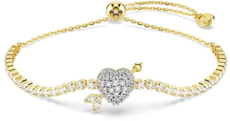 Swarovski Idyllia Armband, Verschiedene Schliffe, Herz mit Pfeil, Weiß, Goldlegierungsschicht