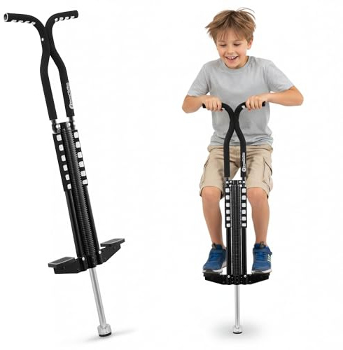 HyperMotion POGO Salterello Dinamico per Ragazzi 9–14 Anni, Attrezzo Sportivo 50 kg, Struttura 2,35 kg con Sistema Elastico, Nero