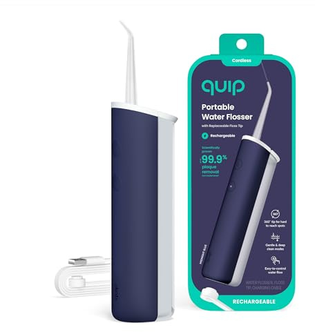 quip Water Flosser with Replacement Tip Cordless Dental Pick, Midnight Blue