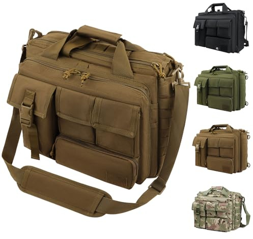 GES Multifunktion Herren Militärische Taktische Nylon Schulter Laptop Umhängetasche Aktentasche Handtaschen Laptop Tasche Schultasche Große Genug für 15.6 Laptop/Kamera (Braun)