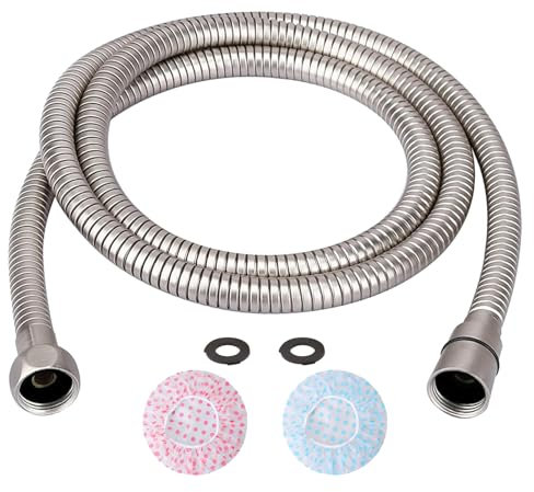 TRIPHIL Kink-free Shower Hoses 118 Extra-long Handheld Shower Head Hose Replacement Flexible Metal Tube Extension Anti-twist Brass Connectors Stainless Steel Brushed Nickel