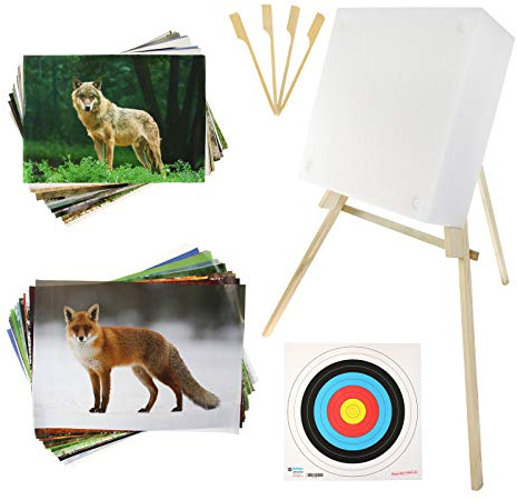 EINSTEIGERSET | Zielscheibe aus Schaumstoff - inkl. Ständer und Auflagen (80x80x20, Medium); Zubehör für Bogenschießen, Pfeil und Bogen, Bogensport