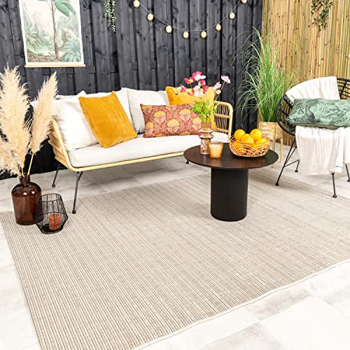 FRAAI | Home & Living In- & Outdoor Jute Teppich - Nomad Melange Creme - Wetterfest - Polypropylen - Flachgewebe - Wohnzimmer, Esszimmer, Balkon, Garten/Terrasse - Terrasse - Rug