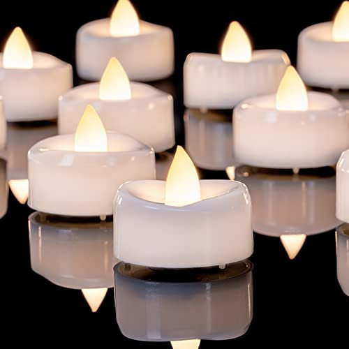 AMAGIC 12 flackernden flammenlosen Kerzen mit Timer, LED-Batterie betriebene Teelichter Timer, elektrische Kerzen für Diwali Weihnachten, Build In 6 Stunden Timer, D3.8 cm x H3.1 cm, Warm White