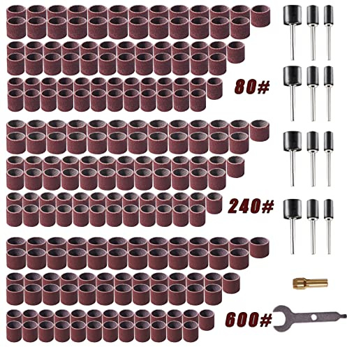 239pcs Sanding Drums Set,Rotary Tool Sanding Drums, Sanding Bits Sander Accessories for Dremel Rotary Tool Drill Woodworking 80grit,240grit,600grit