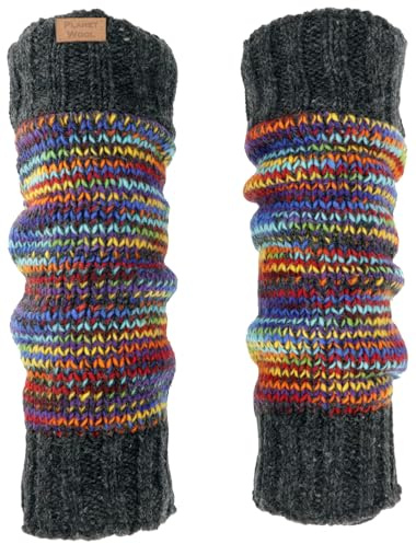 GURU SHOP Ullvärmare av Nepal, benvärmare av ny ull lera i ton, män/kvinnor, färgglad, storlek: en storlek, 42 x 13 cm, strumpor och benvärmare alternativ kläder, färgglad, one size