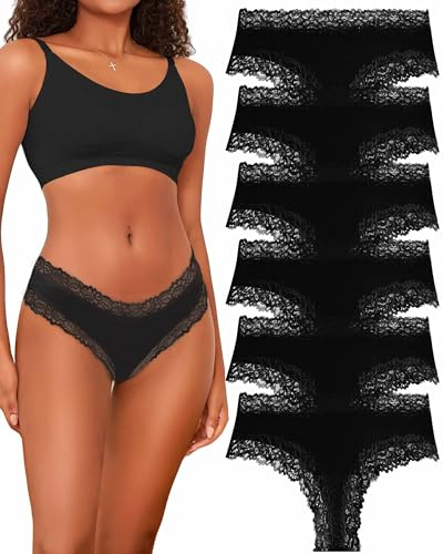 BeReady Culotte Femme Coton Slip Bresilien Côtelé en Dentelle Doux sous Vêtements Féminins Sexy Chic Lot de 6