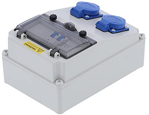 Distributore di Corrente a Muro Industriale, Scatola Elettrica Esterna, 16A 220-250V, Guscio ABS, IP65, 2 Posizioni, con Coperchio Incernierato Automatico