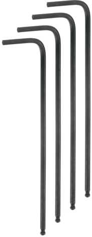 QUARKZMAN 4 Piezas de Llave Hexagonal en Forma de L con Bola de 3/32 de Longitud Larga, Fabricadas en Acero Cromado de Vanadio, Herramienta de Reparación de Acero, Color Negro