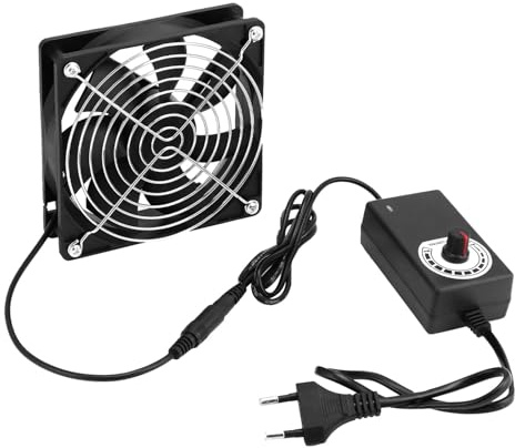 QWORK® Ventilateur de Boîtier 120 mm avec Contrôleur de Vitesse,12V Débit d'Air de 114 CFM, Silencieux à 45 dBA, Durée de Vie 50 000 Heures