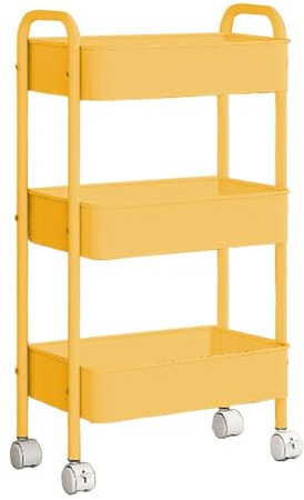 Carro con ruedas - carro de arrastre con ruedas, carro multiusos con ruedas | Carrito organizador móvil con 3 niveles, carro portarrollos de papel de cocina para y salón