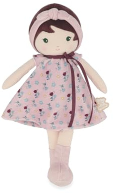 KALOO - Tendresse - Ma 1ère Poupée en Tissu Léonie - Poupée de Chiffon 32 cm - Robe en Velours Côtelé - Jolie Boite Cadeau - Ruban Personnalisable - Dès la Naissance, K200018
