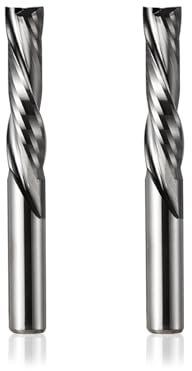 EU_HOZLY Lot de 2 fraises à queue 6 mm - 2 flûtes Down Cut - Fraise à queue CNC, longueur de coupe 25 mm - Fraise à bois - 6 x 25 x 50L