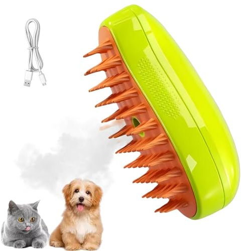 Mr.Twinklelight Katzenbürste mit Dampf, 3-In-1 Steamy Brush Katze Cat Steamy Brush für Massage Haarentfernung,Katze Haustier Spray Massage Kamm Katzenbürste für Katze &