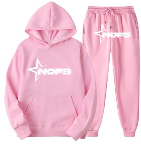 Generisch NOFS Jogginganzug Streetwear Tracksuit für Herren NOFS Trainingsanzug Buchstaben Druck Lose Hoodies und Jogginghosen Y2K Tracksuit Essentials Unisex Pullover Tech Fleece Anzug