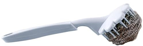 Brosse à récurer à Long Manche, Brosse métallique Anti-Rayures avec 1 Tampon à récurer supplémentaire Brosse De Nettoyage Ménager pour Vaisselle, Casseroles, Poêles Et Fours (Bleu)