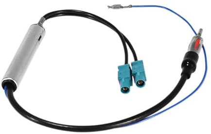 Antennenadapter mit Phantomeinspeisung, Antennenverstärker Phantomeinspeisung ISO auf DIN für Autoradio Nachrüstgerät, Adapter mit Phantomspannung für Dachantenne, Stromversorgung über Antennenkabel