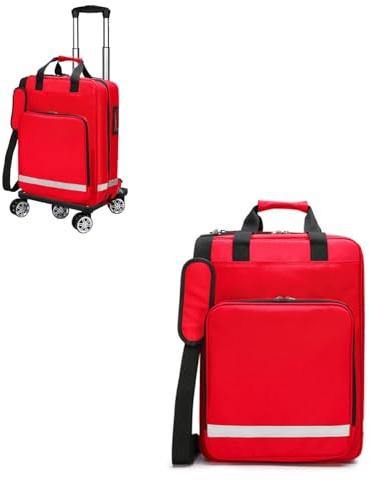 Grande Valise Médicale D'urgence,Roulettes Silencieuses,Rangement Scientifique,Matériel Durable,Bandes Réfléchissantes,Trousse De Premiers Secours