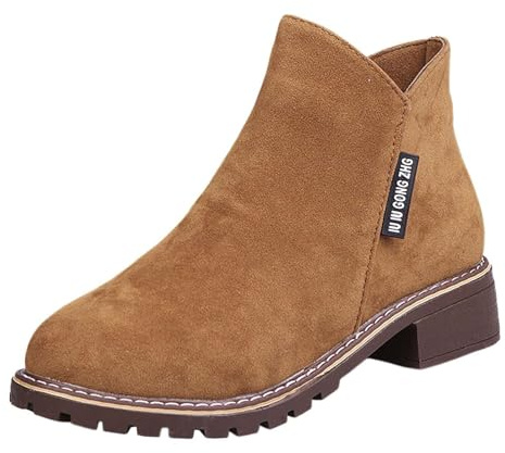 Generisch 2025 Women's Ankle Boots, Short Boots, Block Heel, Side Zip, Casual, Comfortable, Slip-On Winter Fashion Shoes, Nurse Shoes, Women's Trainers, brown, 8.5 UK