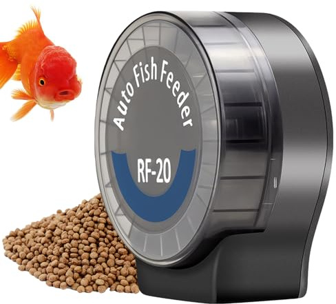 GOMETY Comedero automático para peces, acuario, alimentador automático para acuario, alimentado por pilas, dispensador de alimentos para peces con temporizador pantalla LCD, depósito de peces para