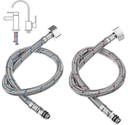 Tubo Di Collegamento Per Rubinetto 60cm, 2 Pezzi Flessibili Per Miscelatori Tubi, Flessibile Per Miscelatori G3/8 X M10, Tubo Intrecciato In Acciaio Inossidabile, Per Doccia, Lavandino