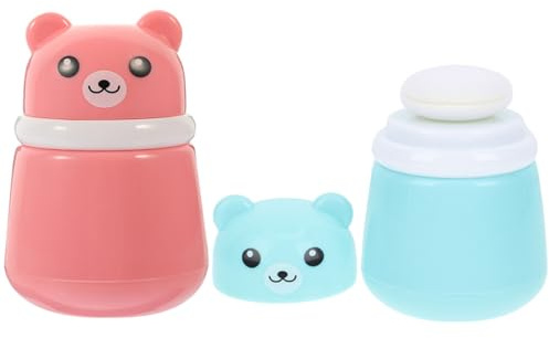 Gatuida Contenedor para Polvos Sueltos Borla para Ñiño, Caja Portátil Pequeña de Esponja Extra Gruesa, Rosa y Azul, Uso Doméstico Viaje, Set 2 Piezas para Cuidado Infantil