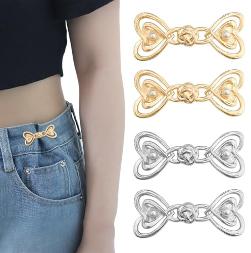 KEJOL, 4 Pinzas Ajusta-Cintura, Pinza Ajustable para Cinturón sin Coser para Jeans, Faldas, Mangas, Jerséis Holgados
