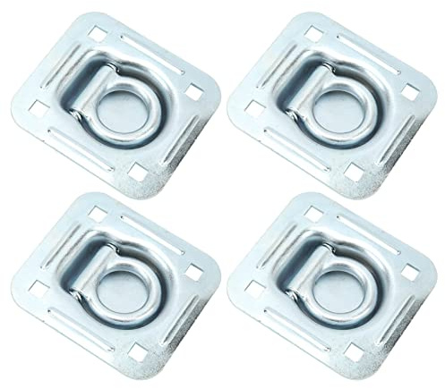 TOPINCN Anelli a D da Incasso per Carichi Pesanti, 124 X 114 Mm, Ancoraggi per Carico con Montaggio a Incasso, per Rimorchi di Furgoni, Acciaio Zincato, Confezione da 4