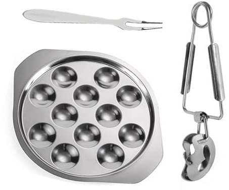Metallredskap för skaldjur rostfritt stål Escargots och tänger set snigel bakningstallrik med klämmor köksartiklar tång set