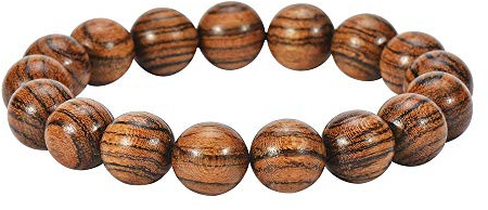 anzhongli Prayer Beads Bracelet 12MM for Men and Women Beaded Bracelet Sandalwood Elastic(12mm 17 beads Tiger skin)