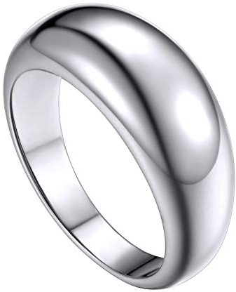 Bague Anneau Homme Cercle Cerceau Acier Inoxydable Bague Fiançailles Pouce Main Mariage Amitié [Argenté] Bijoux Cadeau Anniversaire Sain Valentin Noël