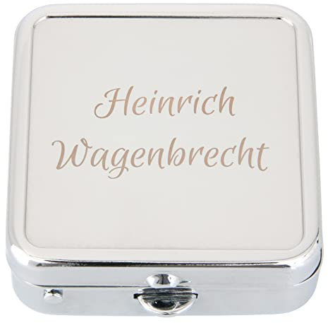 Pillendose GO silber 2 Fächer mit Namen Gravur