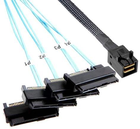 ADCAUDX Cavo da Mini SAS a SAS: 1 m SFF-8643 a SAS SFF-8643 a SFF-8482 Connettore 4X SFF-8482 con cavo adattatore di alimentazione SATA (1 m)
