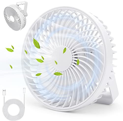 Multper wiederaufladbarer Tischventilator, USB-Mini-Lüfter, 4 Geschwindigkeiten, 180 ° drehbarer, leiser Ventilator, tragbarer persönlicher Ventilator für Schlafzimmer, Büro, Tisch, Outdoor, Camping