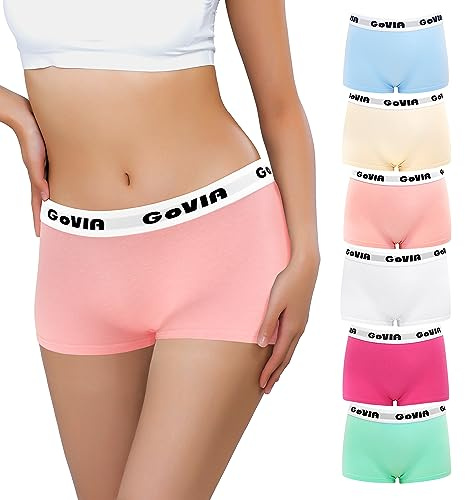 Libella Boxer Femme Coton Shorty Shorts Caleçons Femmes Lot de 6-Femme Boxer Shorties Culotte sans Couture Basics Panty Multicolore 3921C XL