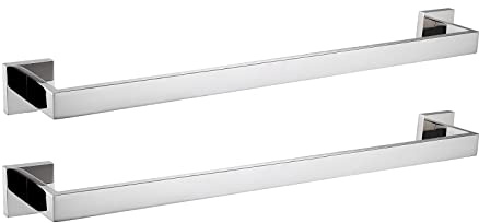 LANC Bath Towel Bars Chrome Polished 2 Pack 24-Inch Bathroom Towel Rail Square Towel Racks Kitchen Towel Holders Stainless Steel Wall Mount Silver Towel Hanger Towel Rods,A8804-6CP