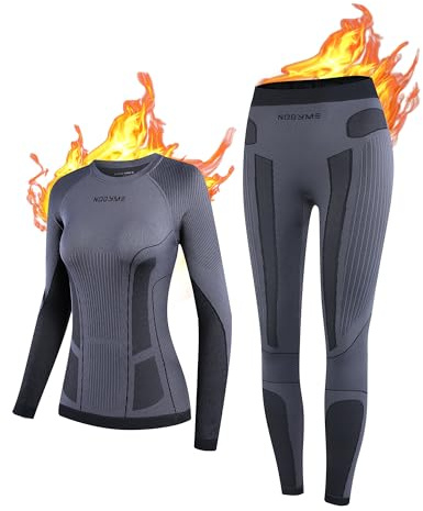 NOOYME Thermounterwäsche Damen Set Warme Funktionsunterwäsche Damen Winter Elastische Skiunterwäsche Atmungsaktive Ski Unterwäsche Frauen Thermo Unterwäsche