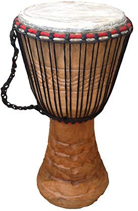 AMI Authentische ghanaische Djembe-Trommel mit schönen Handschnitzereien, 25,4 cm (10 Zoll)