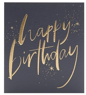 UK Greetings | Birthday Card | Black & Gold Design | With Envelope