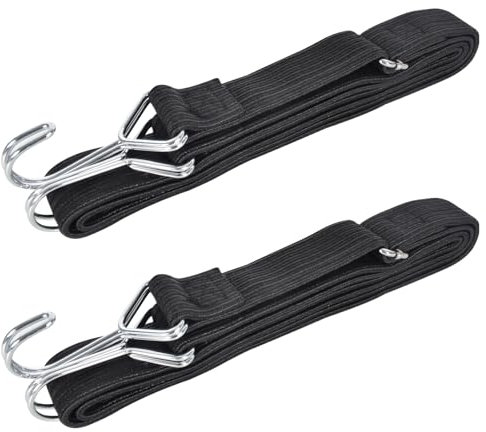 2 Pezzi Corde Elastiche Piatte, 60/100/200cm Corde Elastiche Con Gancio,Cinghie Di Fissaggio Per Bagagli,Cinghie Elastiche Nero Per Biciclette, Campeggio, Auto, Elastici Portapacchi (2m)