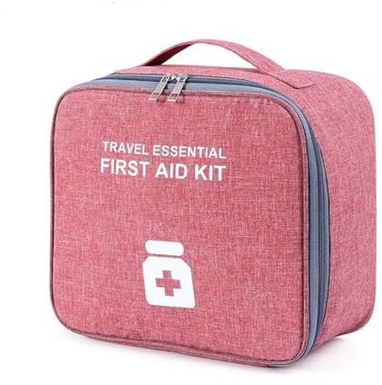 QIUPFGUT Bolsa de Medicamentos y Primeros Auxilios, Botiquín de Emergencia Portátil, Set Médico de Viaje (Rojo)