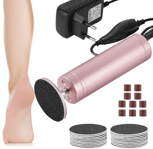AOOWU Hornhautentferner Elektrisch, Wiederaufladbare Elektrisches Fuß-Hornhautentferner-Set mit Austauschbaren Fußfeilen, Einstellbar Speeds, Fußpflegeset für rissige Fersen, Hornhaut, abgestorbener