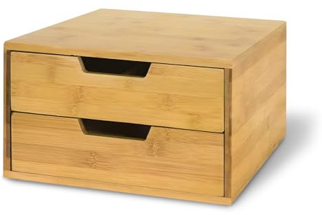 Portacápsulas de café de bambú con 2 cajones – Organizador de cápsulas y monodosis, soporte para cafetera, elegante y práctico, ideal para cocina y oficina
