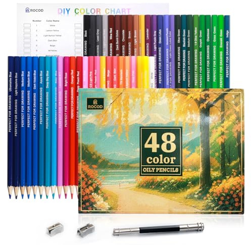 48-Color Colouring Pencils Professional Coloured Pencil Colored Drawing Pencils Colour Pencil for Adults and Artists Art Sketching Set